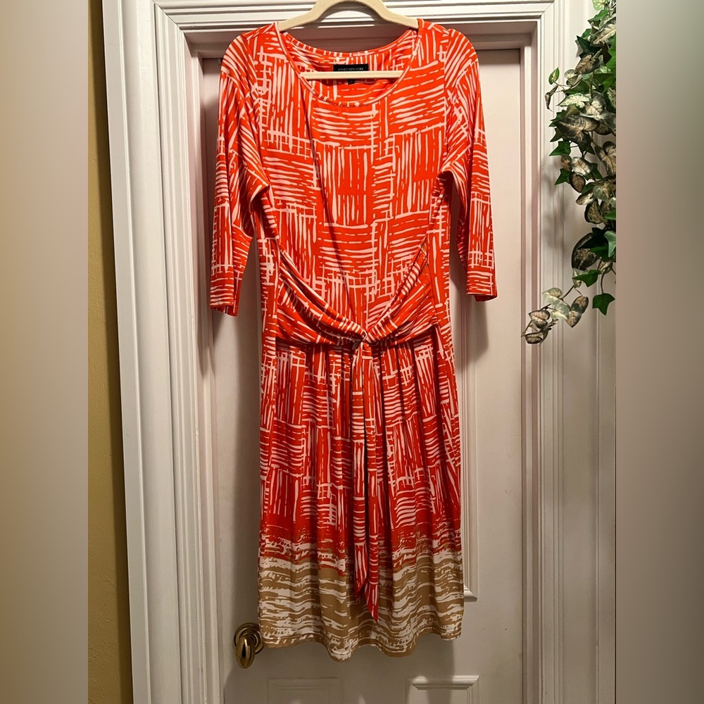 Summer Dress Tie Front 3/4 Sleeves Size XL